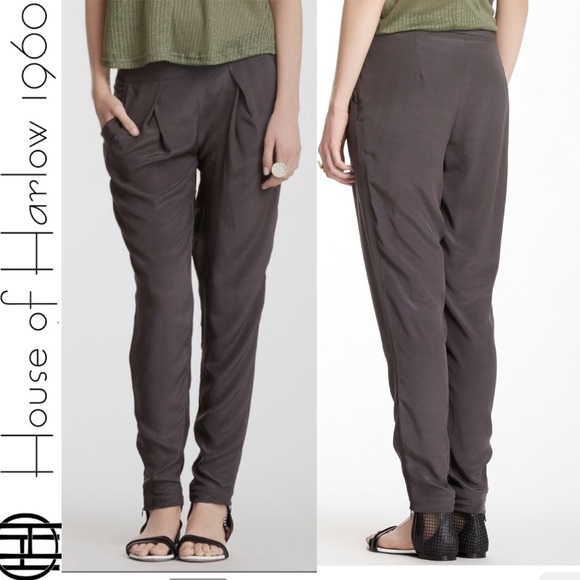 HOUSE OF HARLOW 1960 SILK HARLEM PANT GREY - Picture 3 of 7